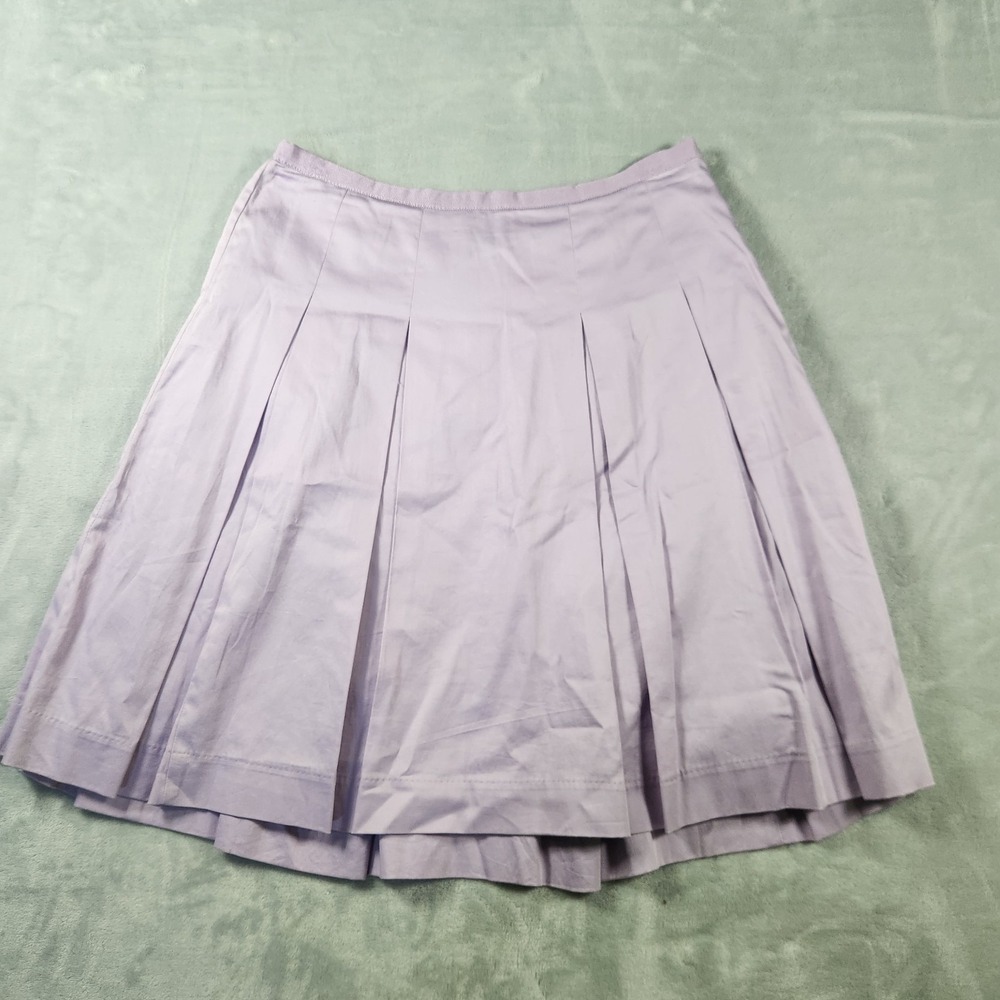 Talbots Flare Pleated Cotton Lilac Skirt sz‎ 4P  Lined Knee Length